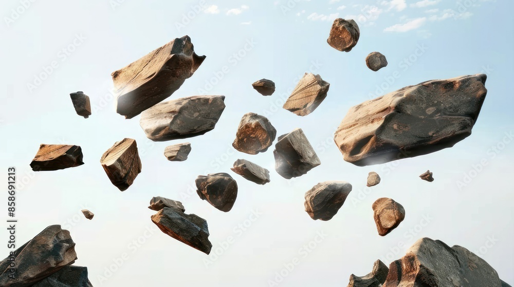 Fototapeta premium Floating Rocks Against Sky
