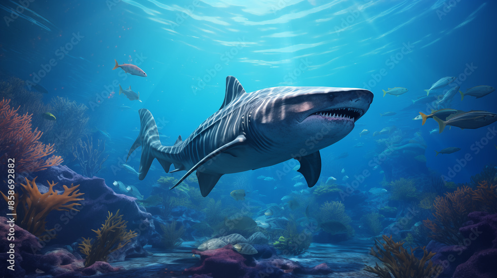 Fototapeta premium Virtual Reality Dive with Ancient Marine Reptiles