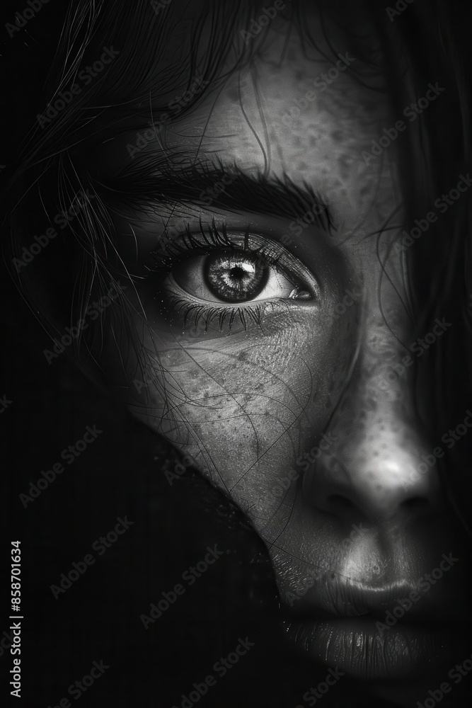 Creating an artistic black and white portrait featuring a person's unique essence. Creating an artistic black and white portrait featuring a person's unique essence.
