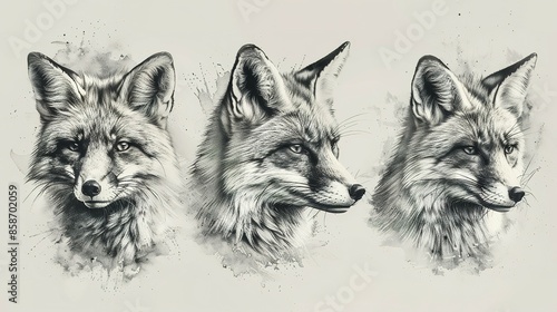 Classic Fox Engravings: Vintage Ink Sketch Collection