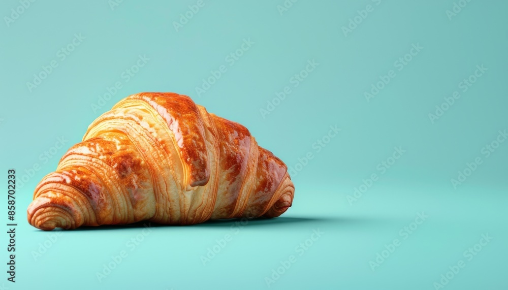 Croissant on pastel background with space above for text Croissant on pastel background with space above for text