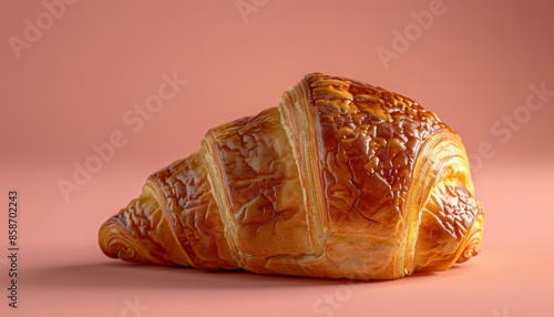 Croissant on pastel background with space above for text photo