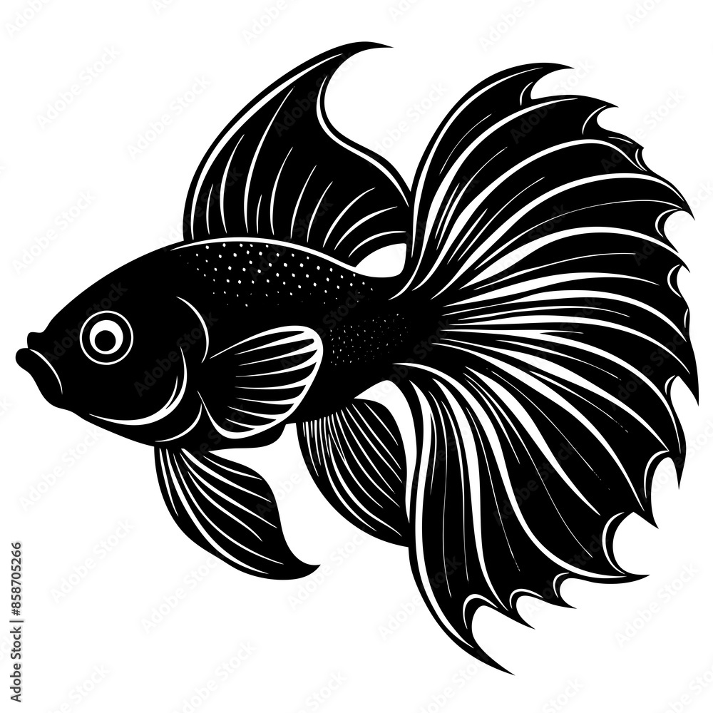 betta bass Fish vector silhouette illustration betta bass Fish vector silhouette illustration