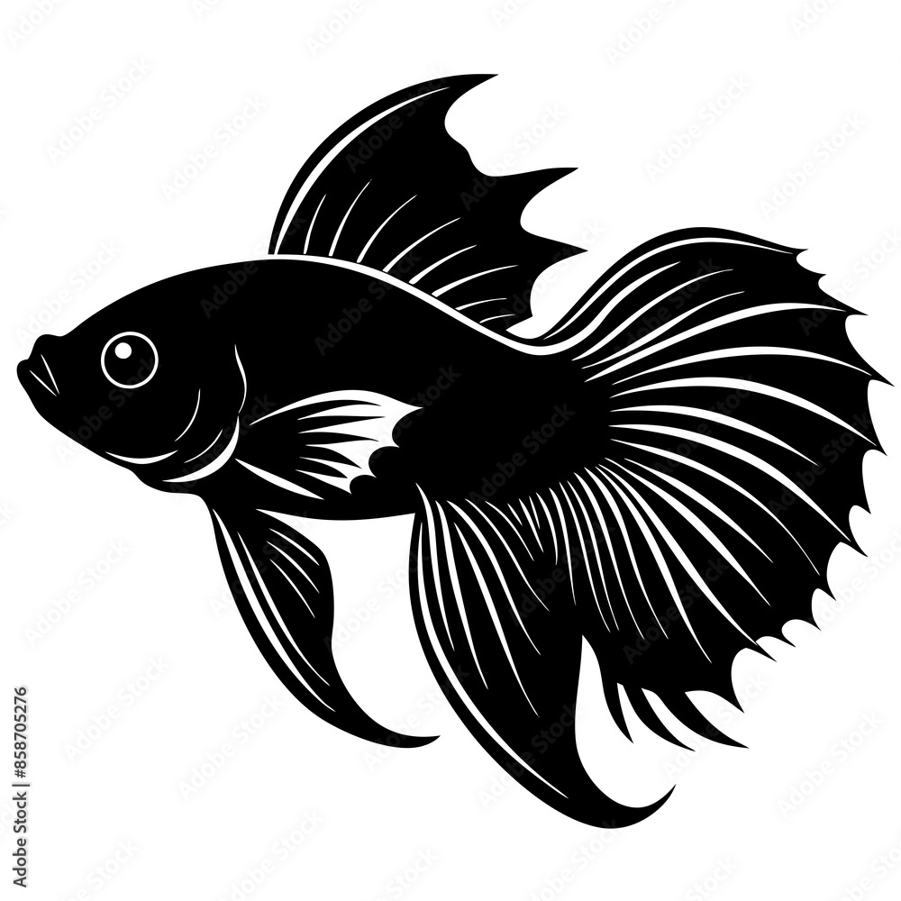 betta bass Fish vector silhouette illustration betta bass Fish vector silhouette illustration