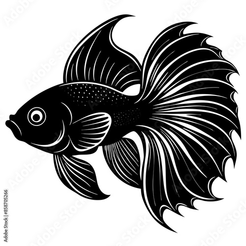 betta bass Fish  vector silhouette illustration