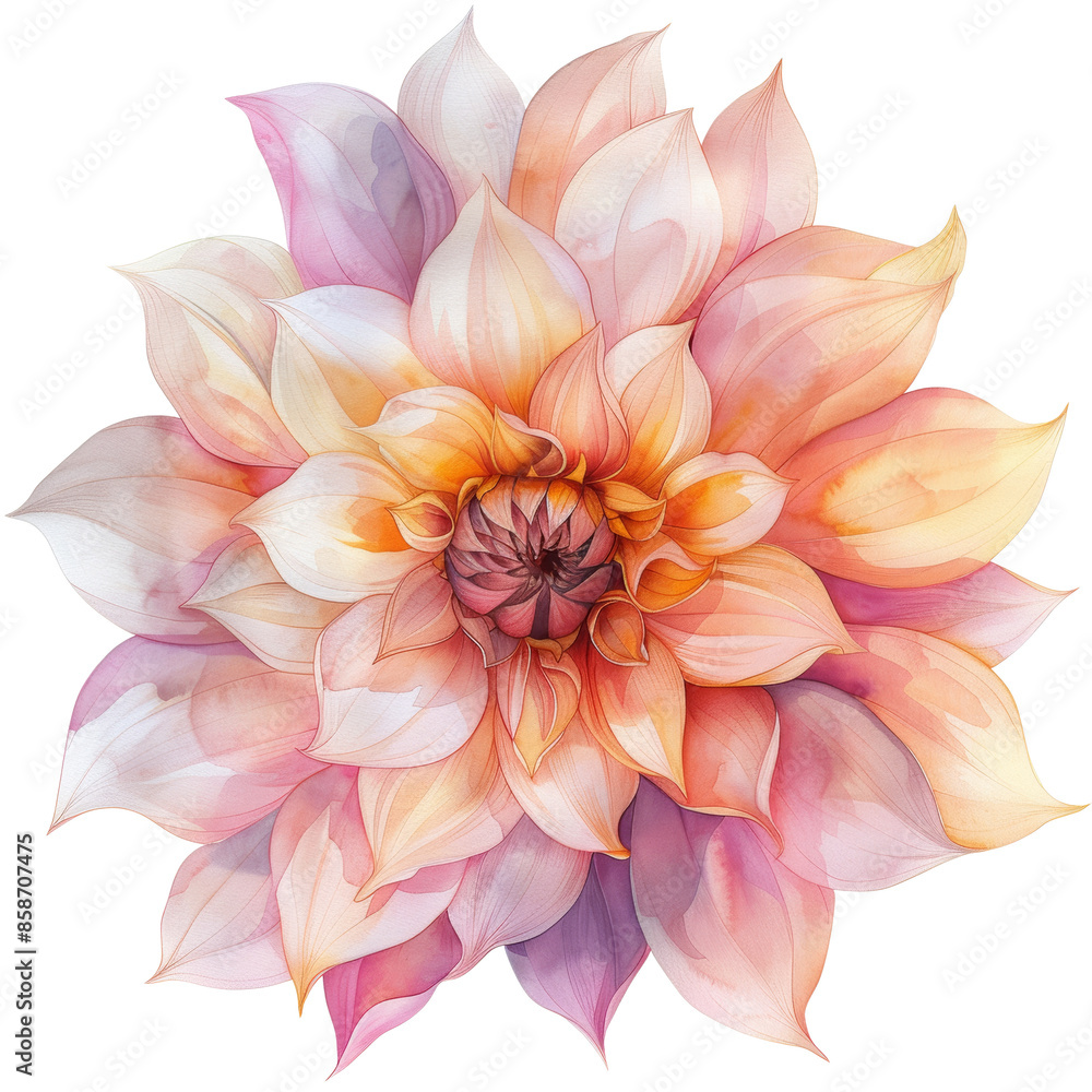 Fototapeta premium A close-up of a delicate, peach-colored flower with a vibrant orange center. The petals are soft and textured, creating a beautiful floral image.
