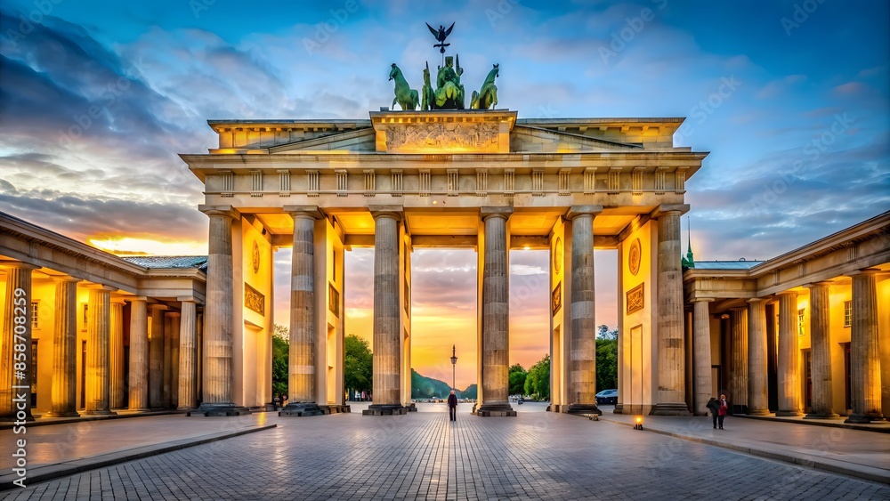 The Brandenburg Gate Is A Monumental Neoclassical Structure In Berlin, Germany.