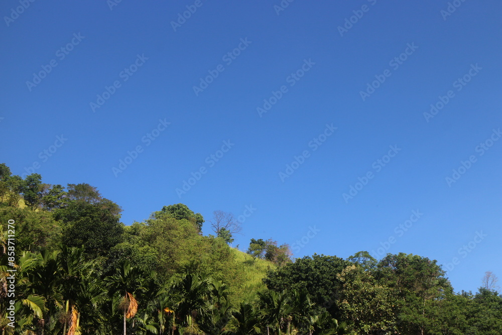 Fototapeta premium Blue sky and green mountain.