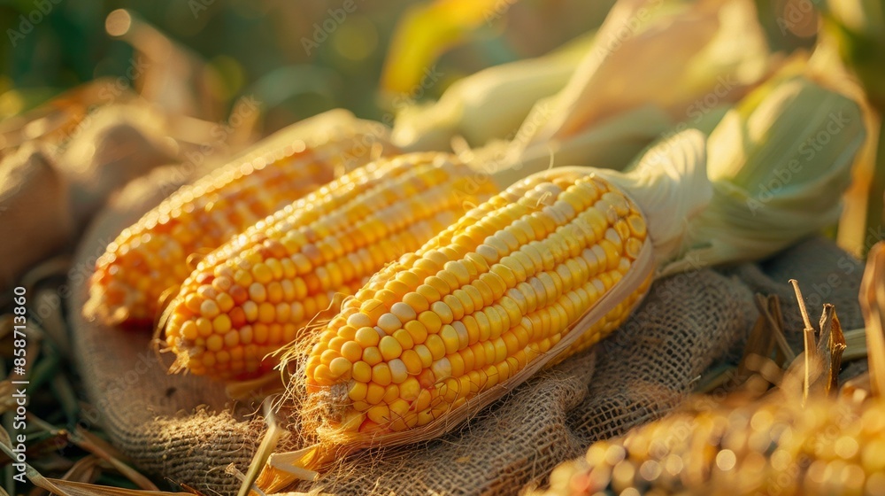 Golden Corn Harvest Basking in the Warmth of the Setting Sun Golden Corn Harvest Basking in the Warmth of the Setting Sun