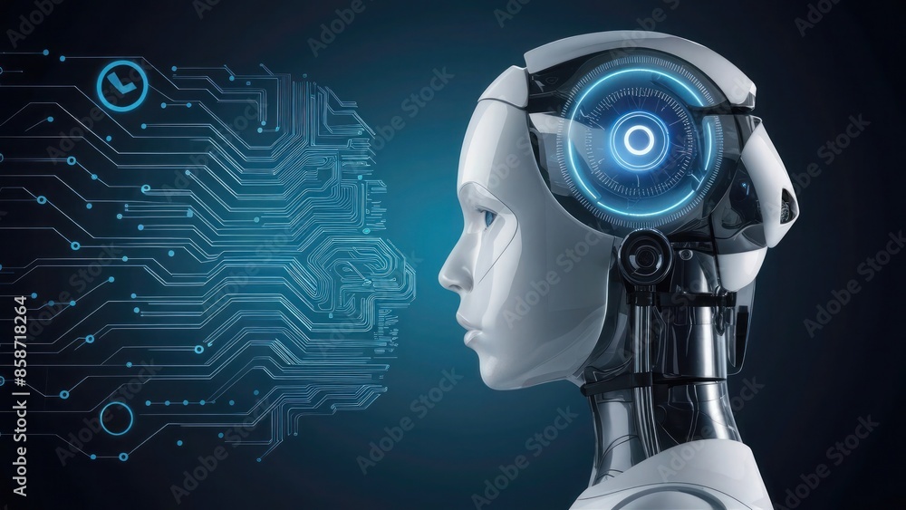 robot with headphones, robotic companions ai integration in personal life by 2050 robot with headphones, robotic companions ai integration in personal life by 2050