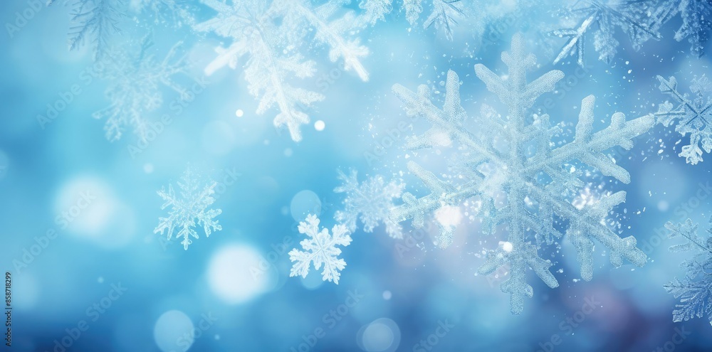 blue snowflake background with a blurry tree in the foreground blue snowflake background with a blurry tree in the foreground