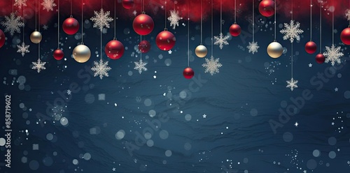 Wallpaper Mural christmas teams background with snowflakes and balls on a blue background Torontodigital.ca