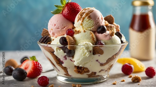 ice cream with berries,ice cream, berries, dessert, summer, sweet, refreshing, fruit, delicious, frozen, creamy