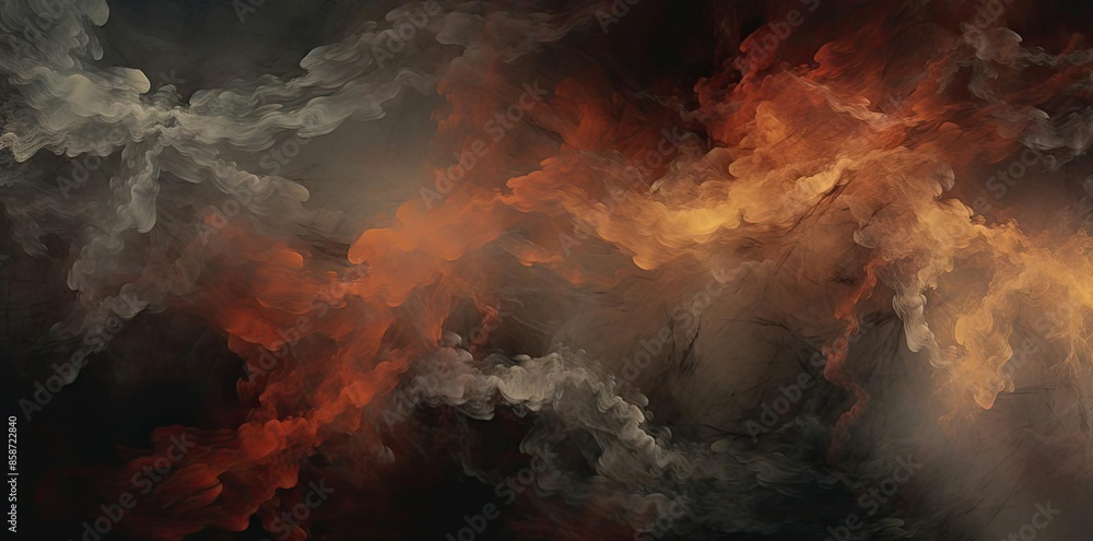 light dark background with orange and white smoke in the air light dark background with orange and white smoke in the air