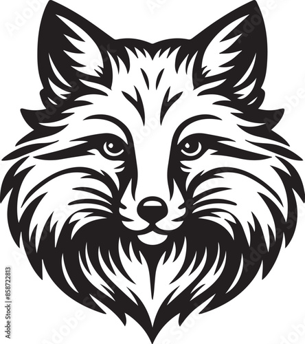 fox head silhouettes vector art illustration