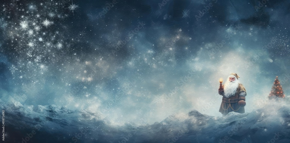 santa christmas background with santa claus in the snow santa christmas background with santa claus in the snow