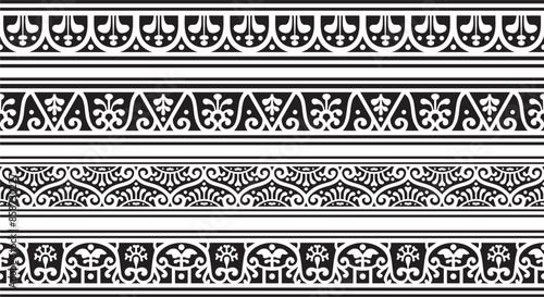 Vector seamless black monochrome border, Pompeii frame. Endless Neopolitan ornament. Art of Ancient Rome