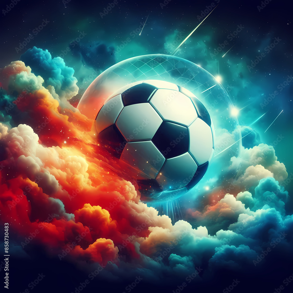 Fototapeta premium a soccer balls on the cloud
