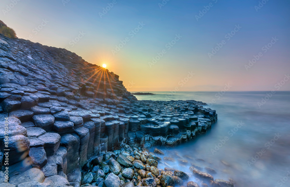 Dawn on Giant's Causeway in Phu Yen, Vietnam, known as UNESCO World Heritage Site