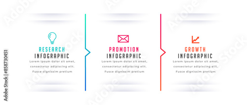 three steps infographic process chart banner for data visualization