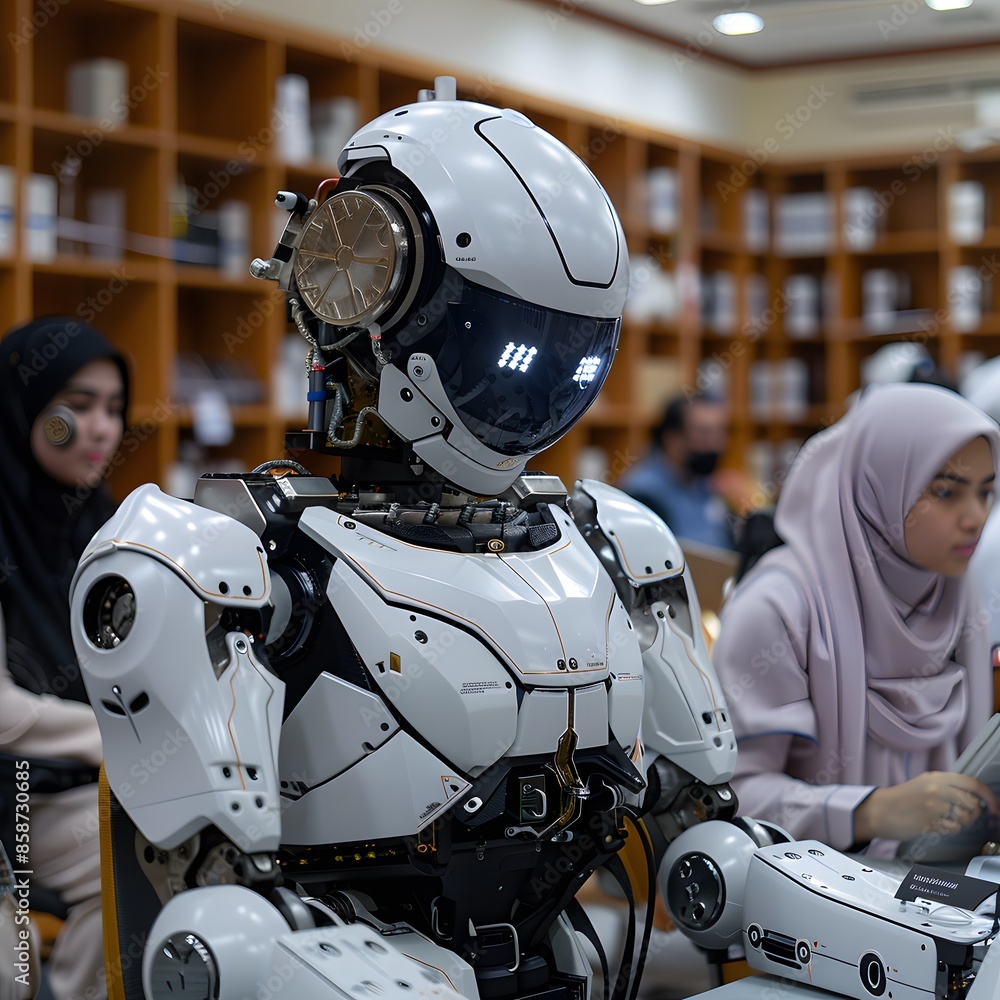 Humanoid Robot in a Modern Office Setting Humanoid Robot in a Modern Office Setting