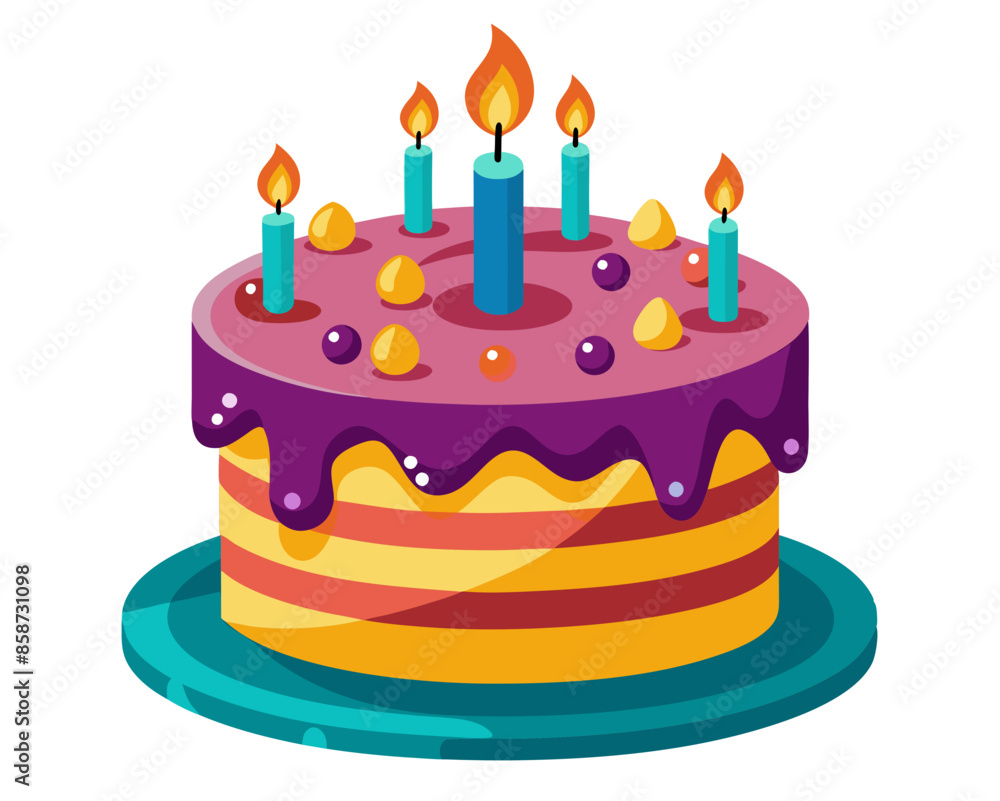 A detailed vector graphic of a birthday cake with candles and frosting. Generative AI.
A detailed vector graphic of a birthday cake with candles and frosting. Generative AI.