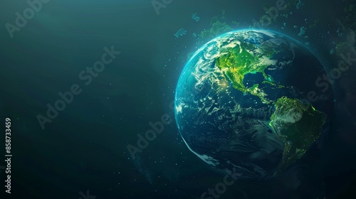 Glowing blue and green globe of the Earth, illuminated from within, raw style, vibrant and detailed, emphasizing natural beauty