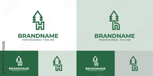 Letter H Tree Monoline Logo, Great for Nature Conservation Projects