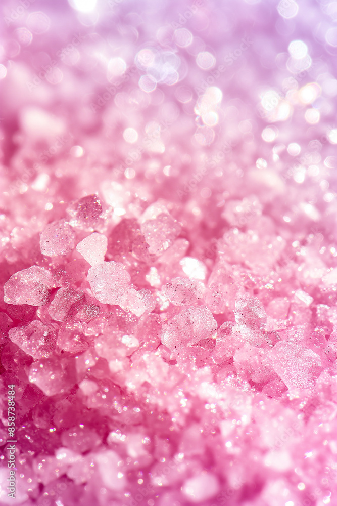 A pink background with a lot of pink salt A pink background with a lot of pink salt