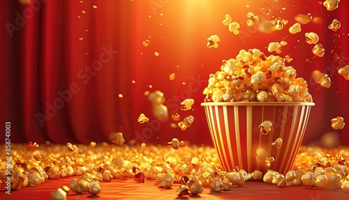 Pop corn in big cup kernels popping in air