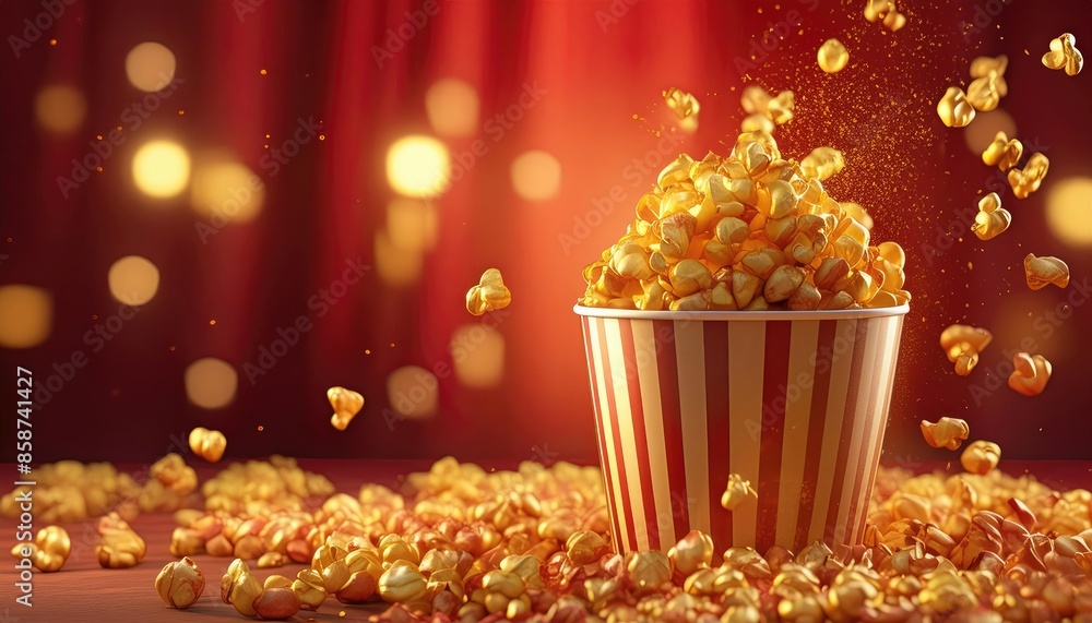 Pop corn in big cup kernels popping in air Pop corn in big cup kernels popping in air