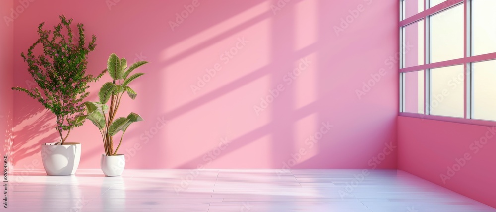 a uniform light pink wall is the background for the interior design a uniform light pink wall is the background for the interior design