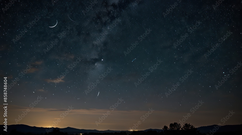 Fototapeta premium night sky with moon and stars