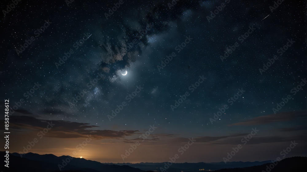 Fototapeta premium night sky with moon and stars