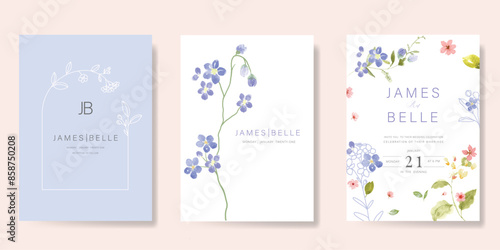 Wallpaper Mural sweet elegant pink botanical Wedding Invitation, floral invite thank you, rsvp modern card Design in leaf and flower water color texture decorative Vector elegant rustic template Torontodigital.ca