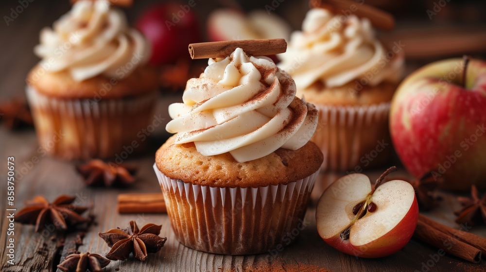 Apple Cupcake with Caramelized Apple Slices and Cinnamon Cream Apple Cupcake with Caramelized Apple Slices and Cinnamon Cream
