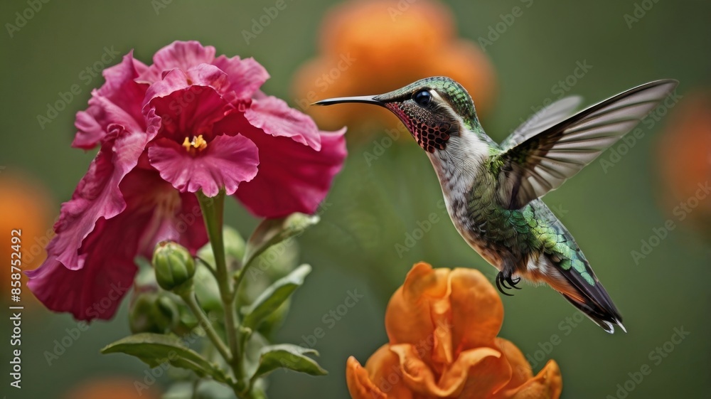 Fototapeta premium hummingbird and flower