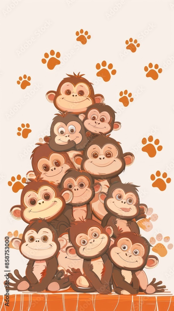 A Family of Monkeys Playing Together A Family of Monkeys Playing Together