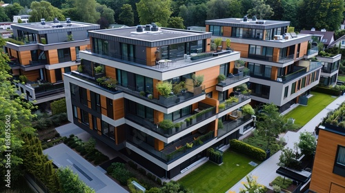 New Residential Complex with Modern Multi-Family Houses in the City