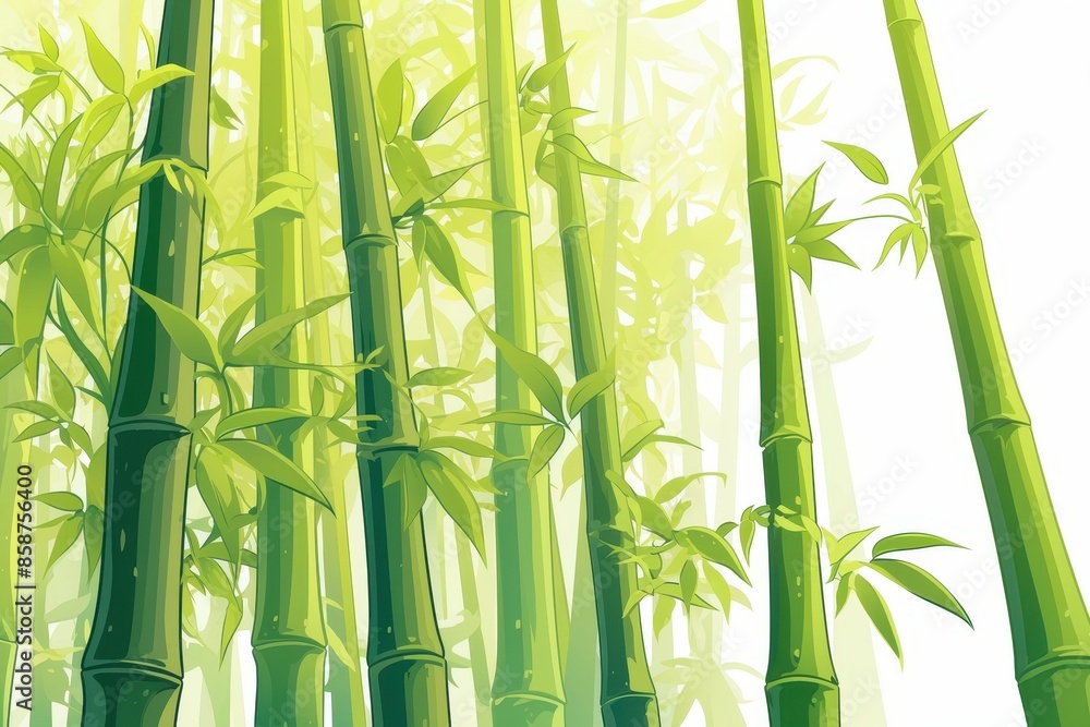 Fototapeta premium A Lush Bamboo Forest Illustration