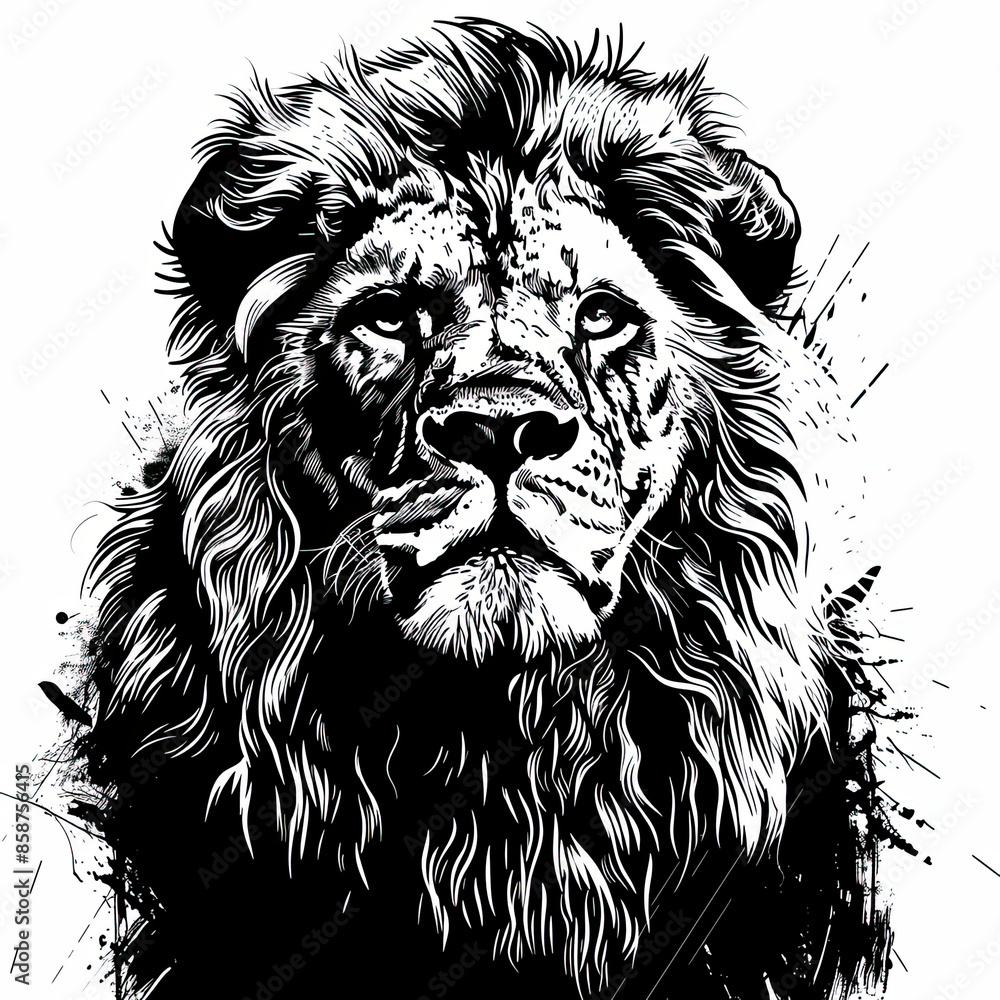 Obraz premium A black and white drawing of a lion