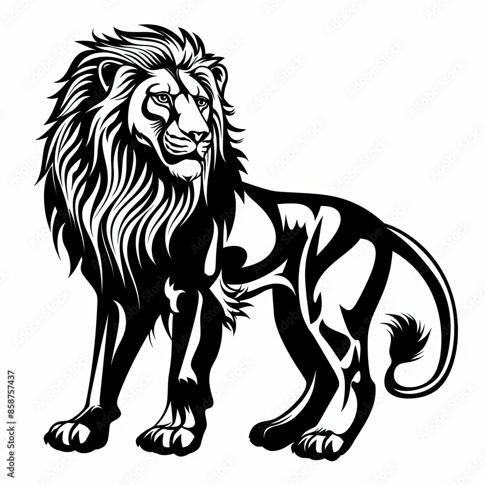 Obraz premium A black and white drawing of a lion