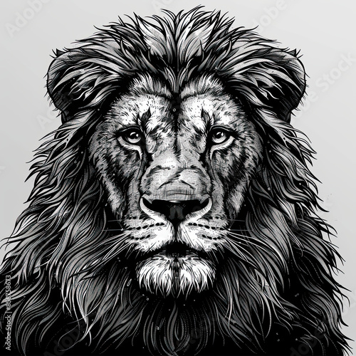 A black and white drawing of a lion © MagnusCort