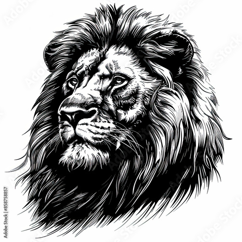 Wallpaper Mural A black and white drawing of a lion Torontodigital.ca