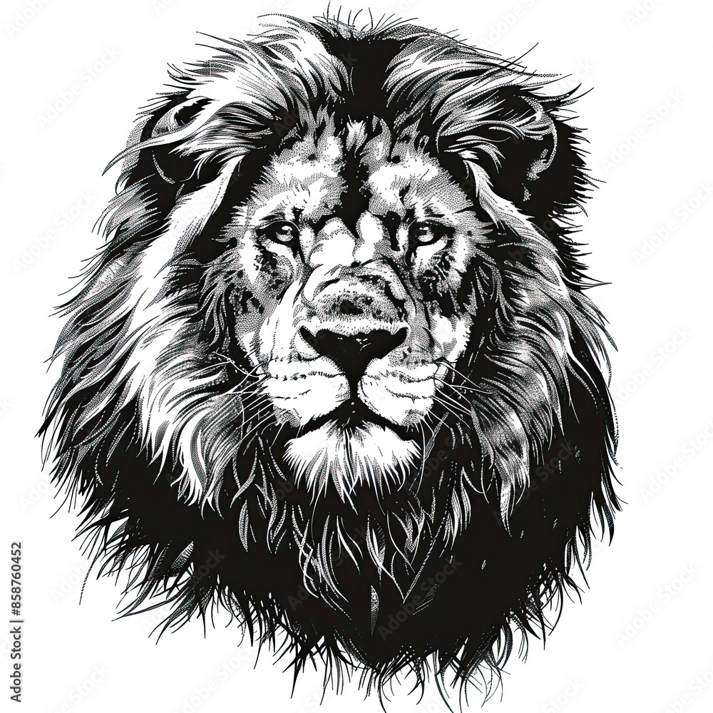 A black and white drawing of a lion A black and white drawing of a lion