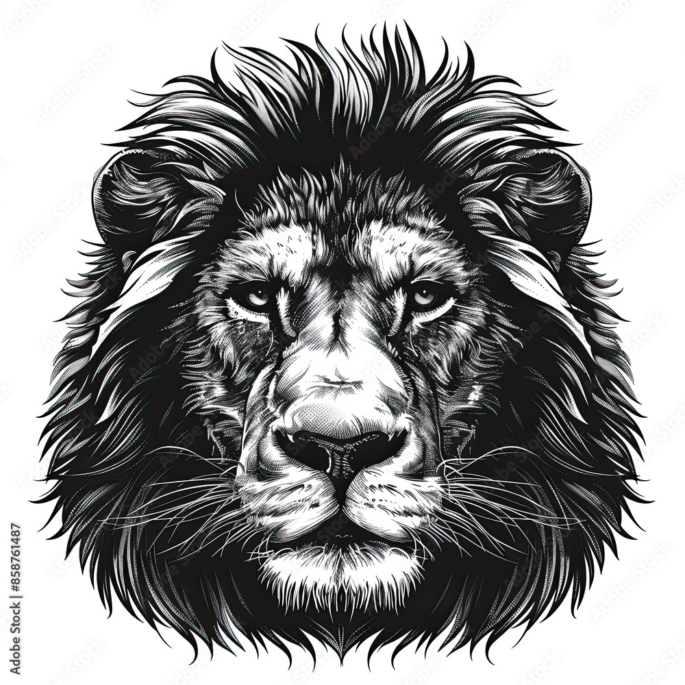 Fototapeta premium A black and white drawing of a lion