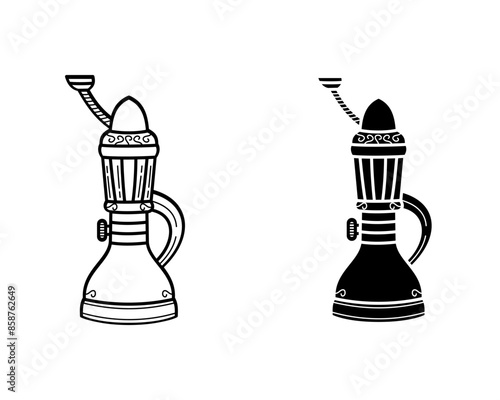 shisha line art and glyphs vector icon isolated on white background