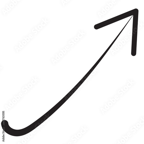 Hand drawn ink arrow illustration in sketch style. Business doodle clipart. Single element for design