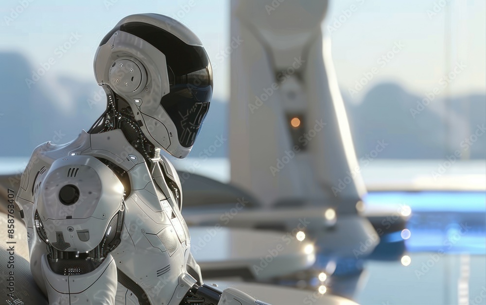 Futuristic Robot Gazing at a Distant Horizon Futuristic Robot Gazing at a Distant Horizon