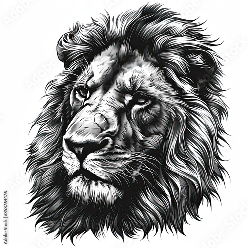 Wallpaper Mural A black and white drawing of a lion Torontodigital.ca